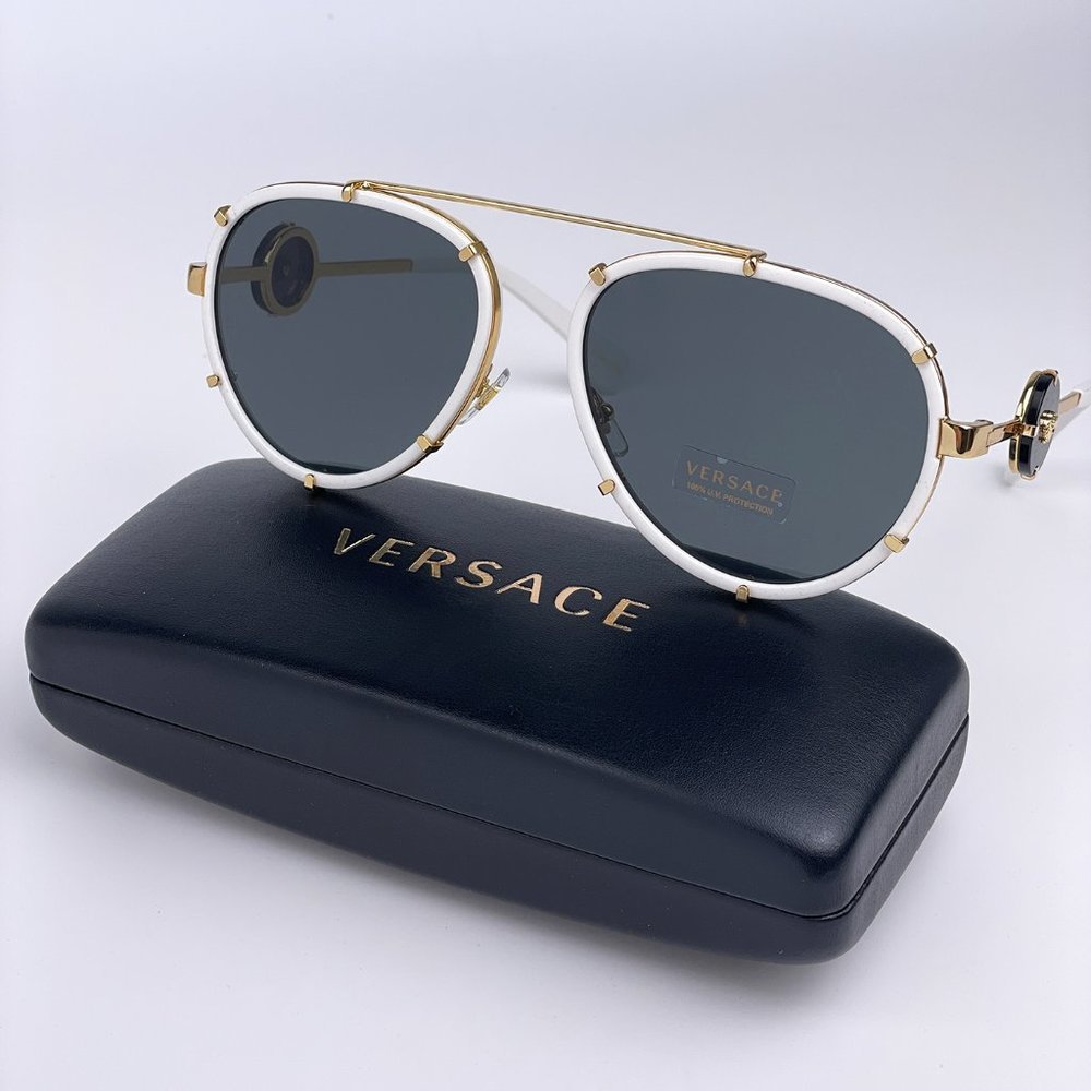BRAND NEW VERSACE VE2232 147187 UNISEX WHITE BLACK GOLD